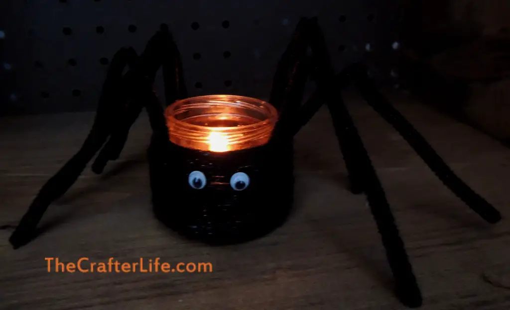 spider candle, baby food jar